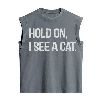 Purplehecate Hold on I See A Cat Vintage Washed Tank