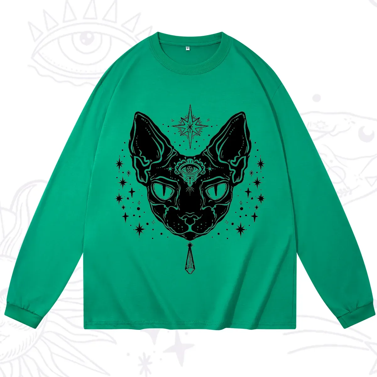 Purplehecate Three Eyed Sphynx Cat Long Sleeve T-Shirt