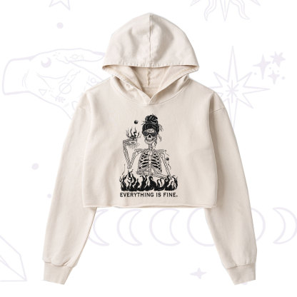 Purplehecate Everything Is Fine Washed Cropped Hoodie