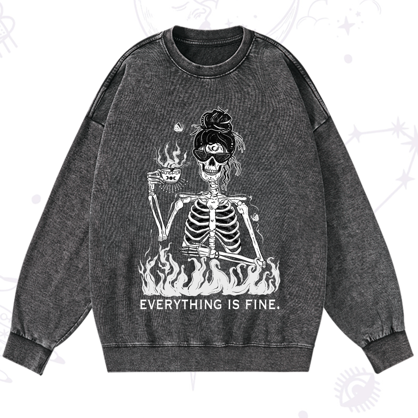 Magic Purplehecate Everything Is Fine Washed Sweatshirt