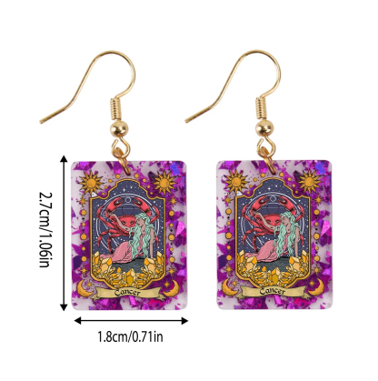 Purplehecate Cancer Zodiac Purple fragments Acrylic Earrings