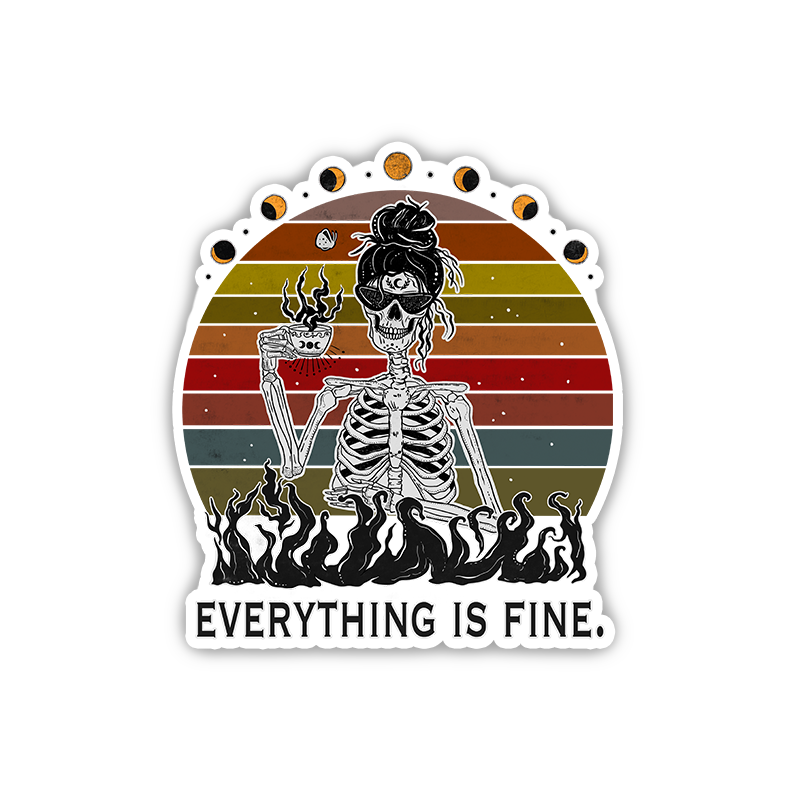 Purplehecate Everything Is Fine Skeleton Sticker