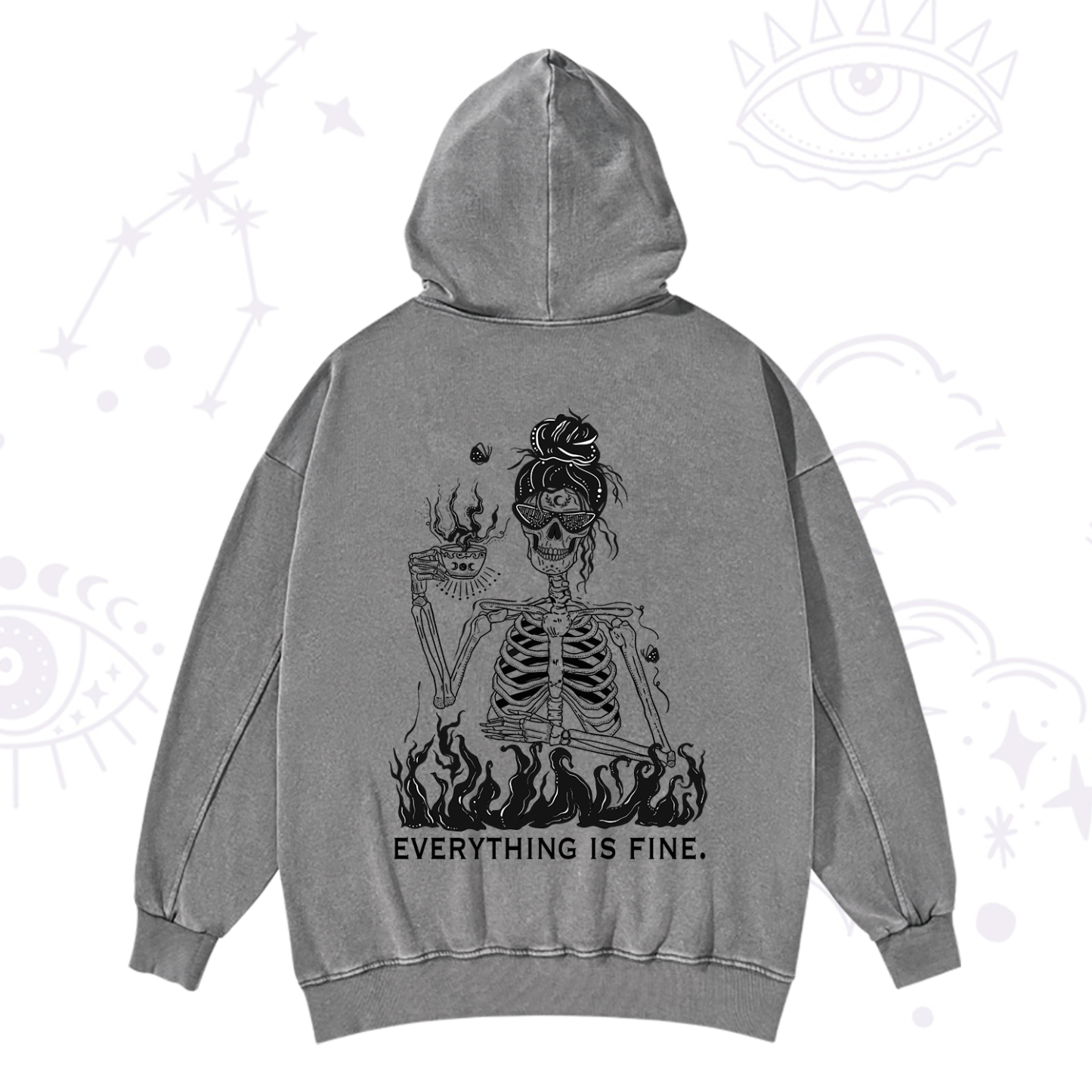 Purplehecate Everything Is Fine Washed Hoodie