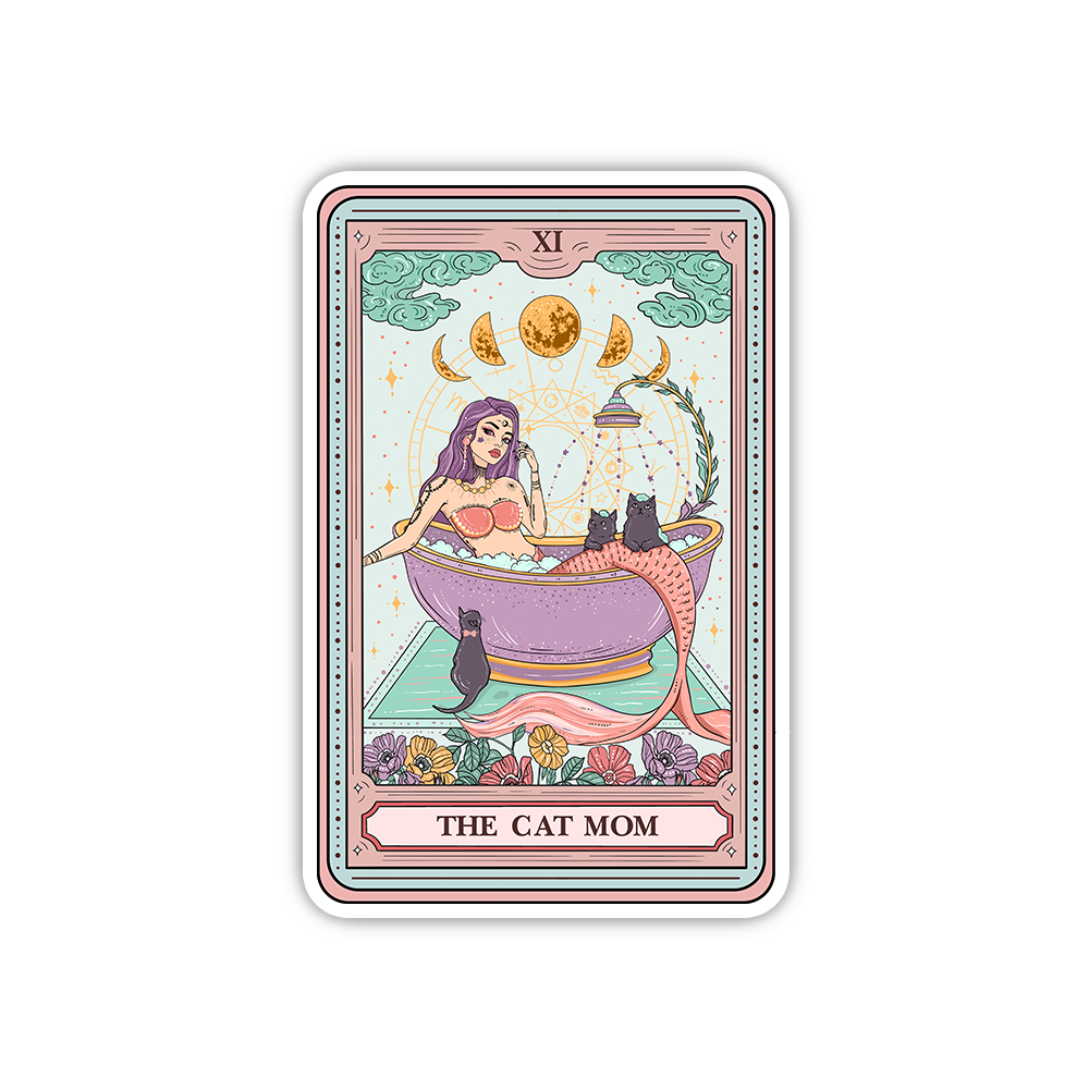 Purplehecate The Cat Mermaid Mom Tarot Card Sticker