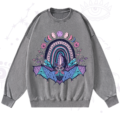 Purplehecate Moon Phase Bat Washed Sweatshirt