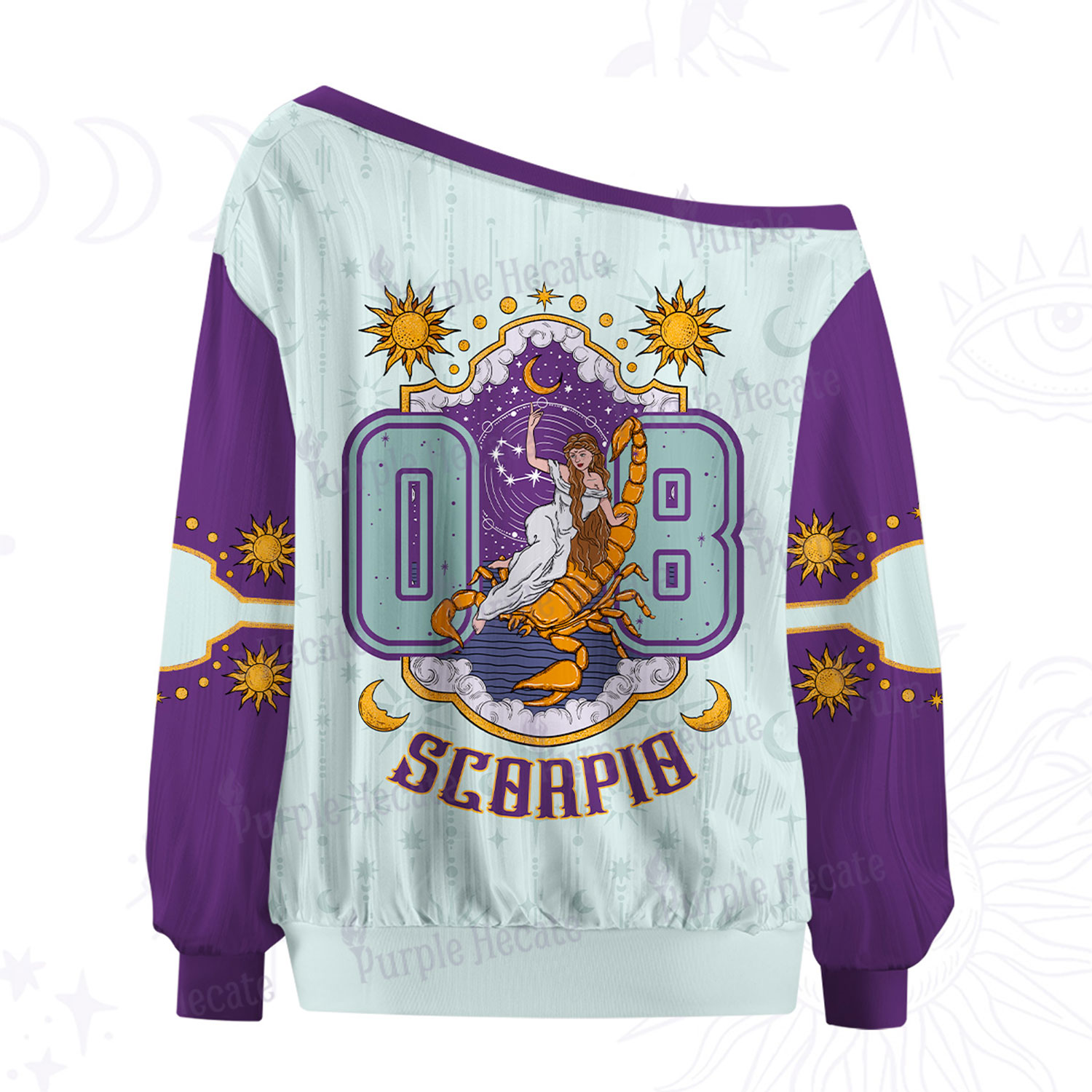 Purplehecate Scorpio Zodiac Off The Shoulder Graphic Jersey