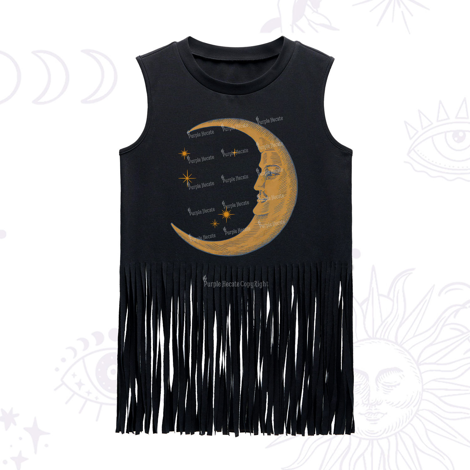 Purplehecate Celestial Moon Fringe Tank Top