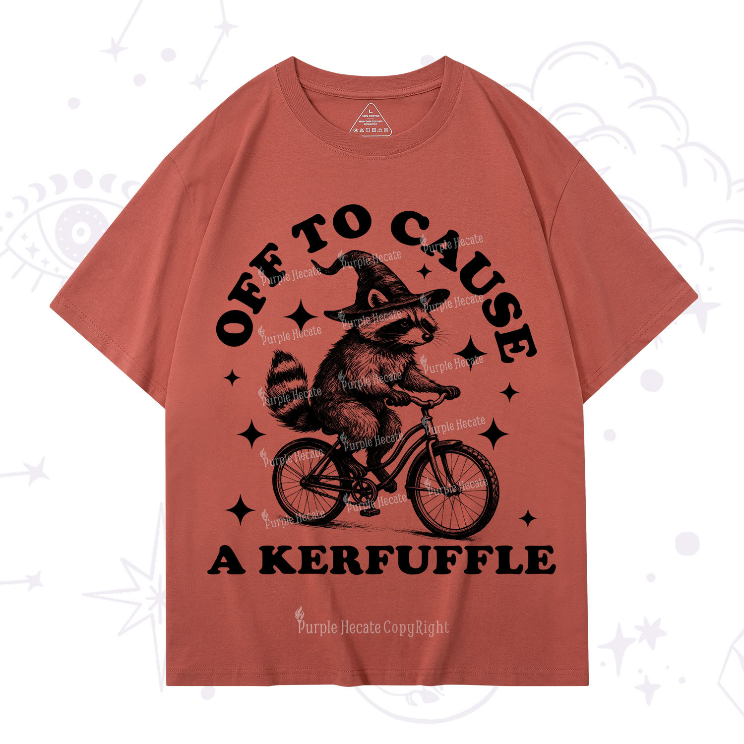 Purplehecate Off to Cause a Kerfuffle Raccoon T-Shirt