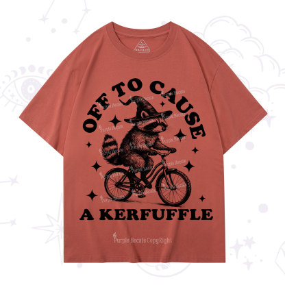 Purplehecate Off to Cause a Kerfuffle Raccoon T-Shirt