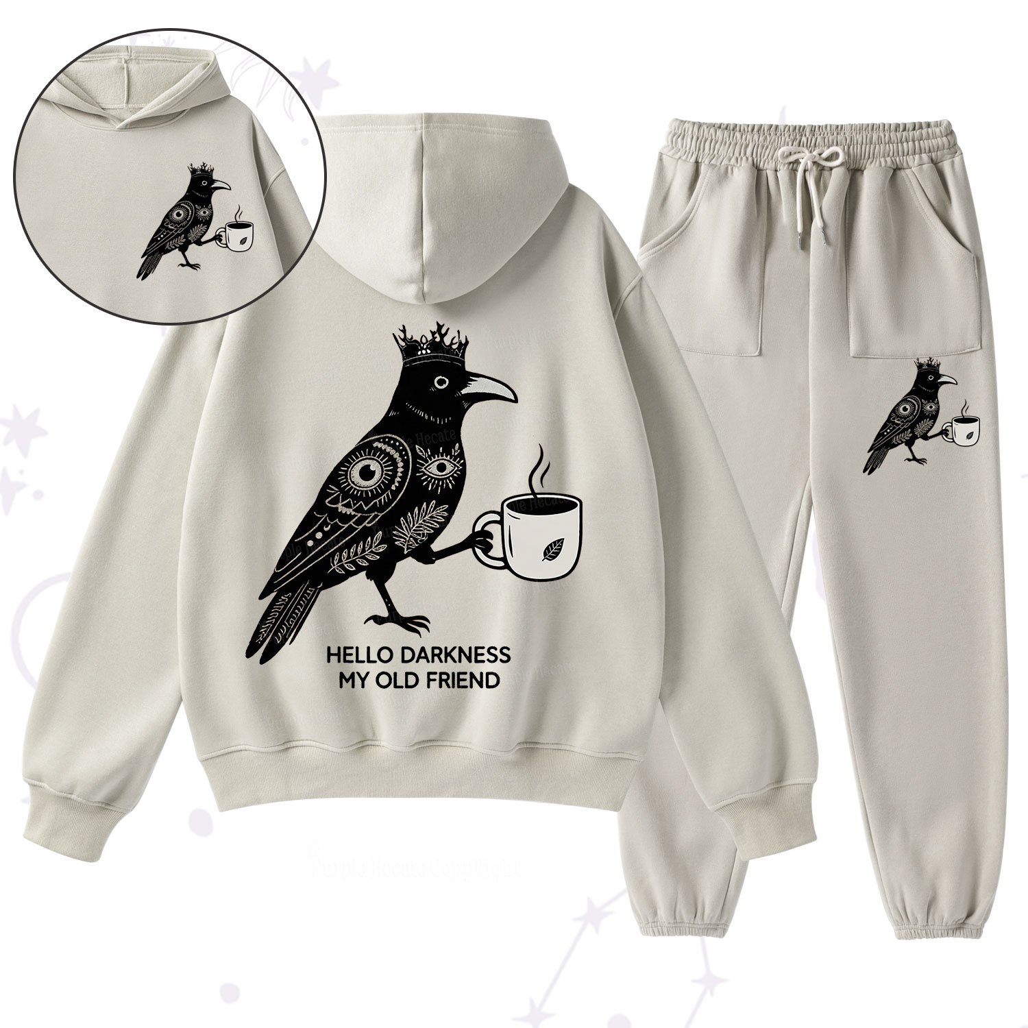 Purplehecate Hello Darkness My Old Friend Fleece Hoodie Suit