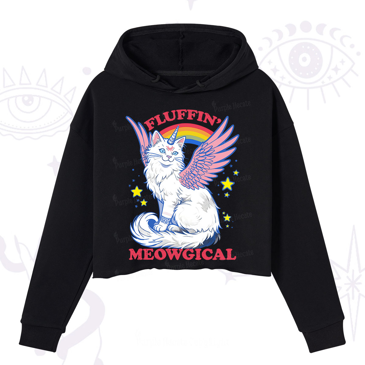 Purplehecate Fluffin Meowgical Crop Hoodie