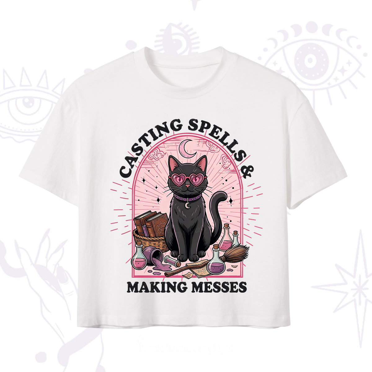 Purplehecate Casting Spells Making Messes Cat Crop T-Shirt