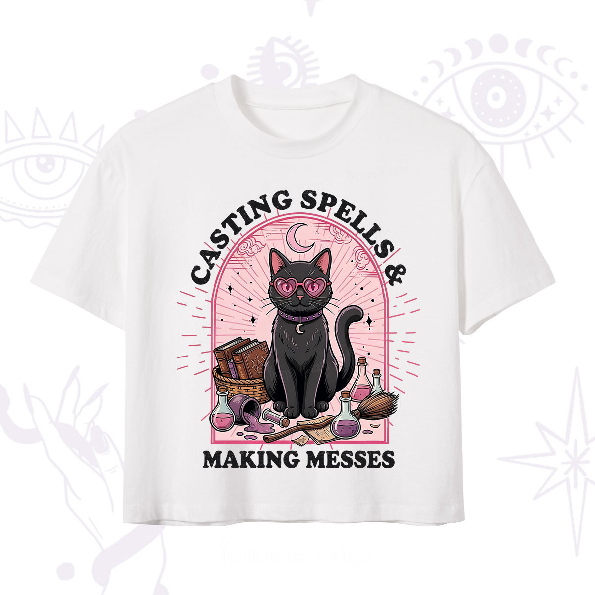 Purplehecate Casting Spells Making Messes Cat Crop T-Shirt