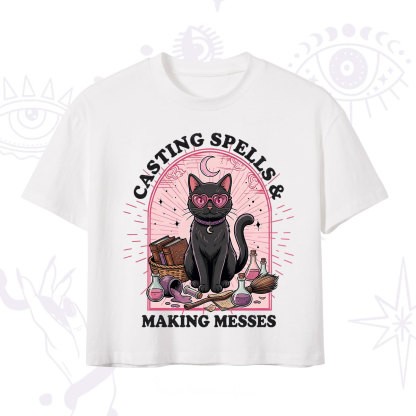 Purplehecate Casting Spells Making Messes Cat Crop T-Shirt