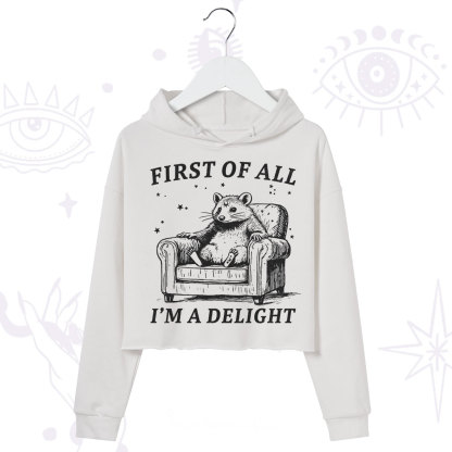 Purplehecate First Of All I'm A Delight Opossum Crop Hoodie