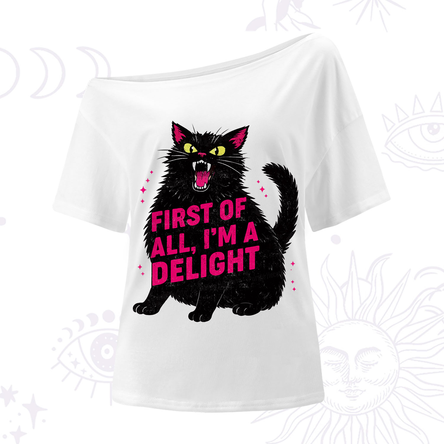 Purplehecate First Of All I'm A Delight Cat One Shoulder T-Shirt