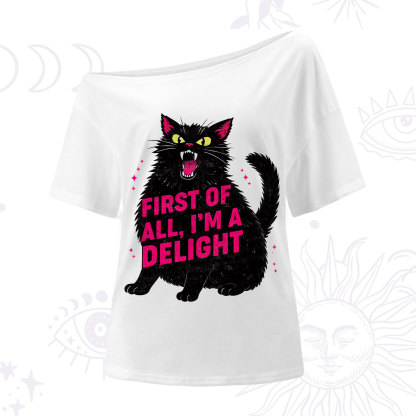 Purplehecate First Of All I'm A Delight Cat One Shoulder T-Shirt