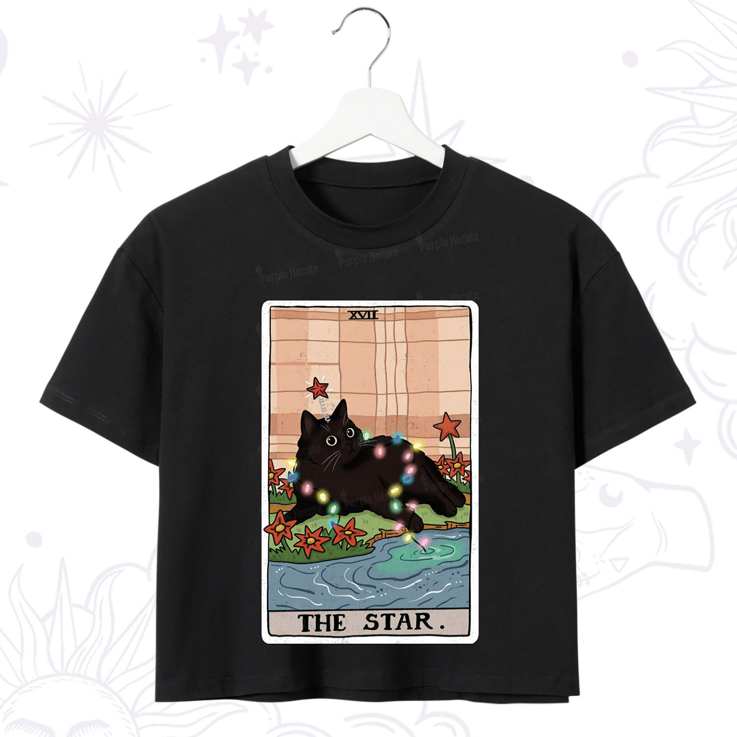 Purplehecate The Star Cat Tarot Card Crop T-Shirt