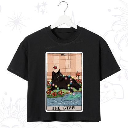 Purplehecate The Star Cat Tarot Card Crop T-Shirt