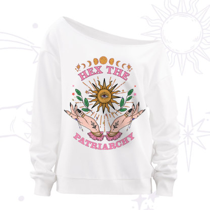 Purplehecate Hex The Patriarchy Witchy Off The Shoulder Sweatshirt