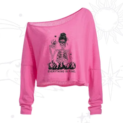 Purplehecate Everything Is Fine One Shoulder Crop Shirt