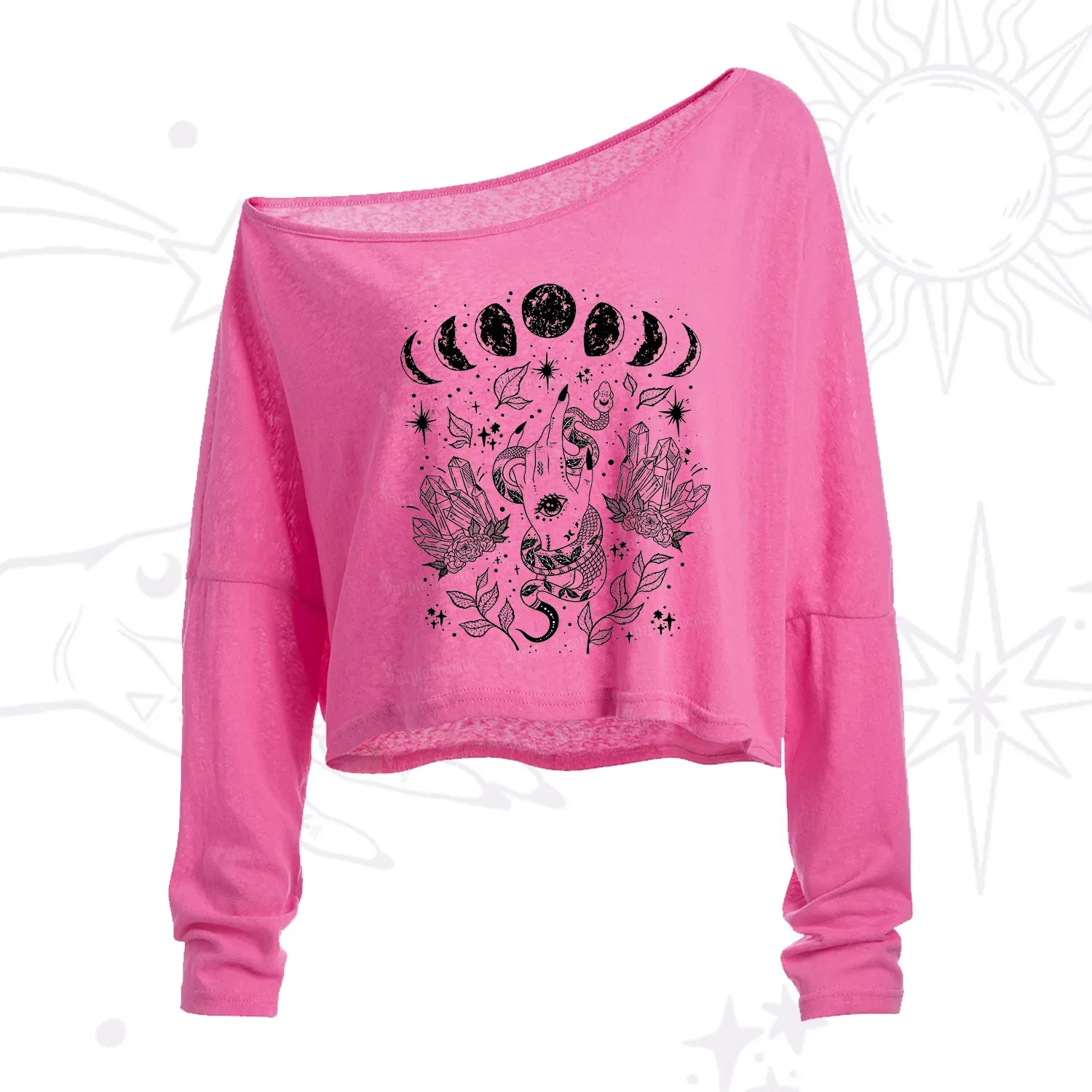 Purplehecate Reach For The Moon One Shoulder Crop Shirt