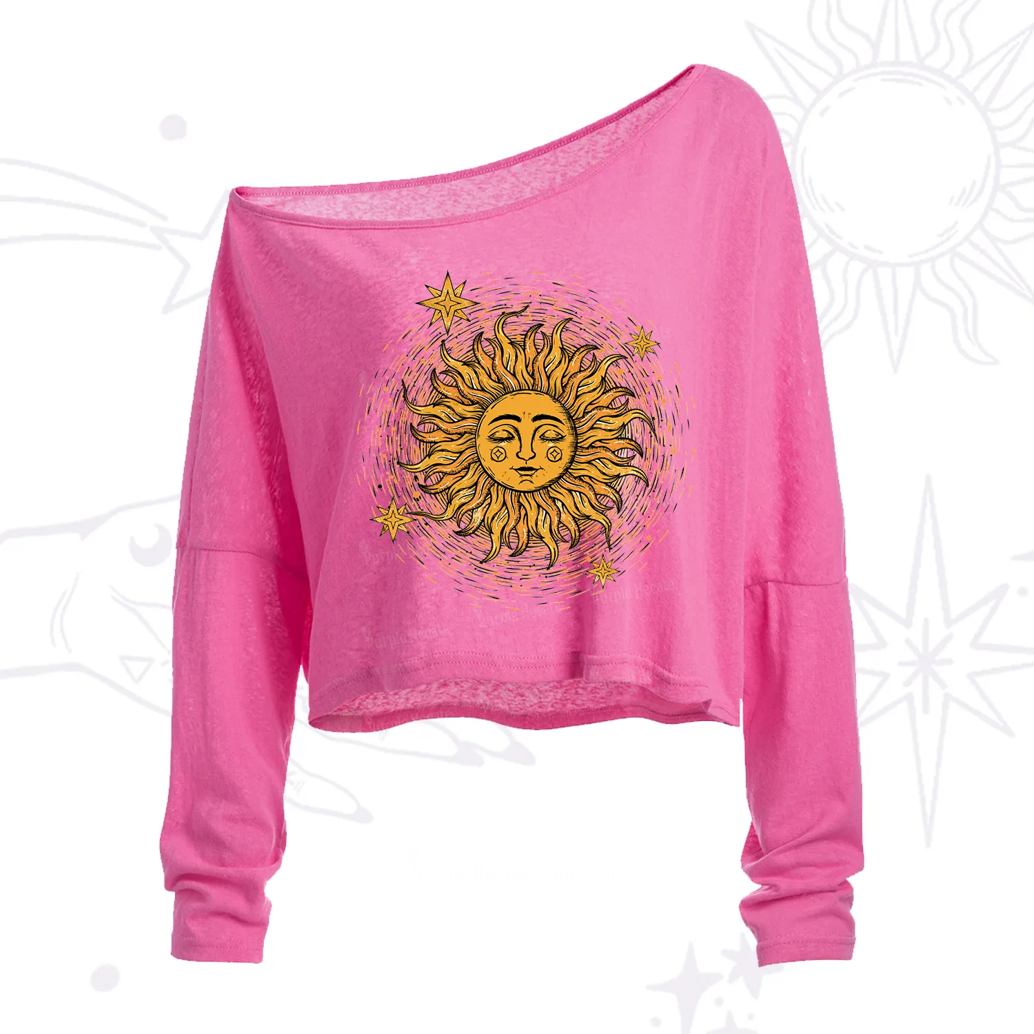 Purplehecate Celestial Sun One Shoulder Crop Shirt