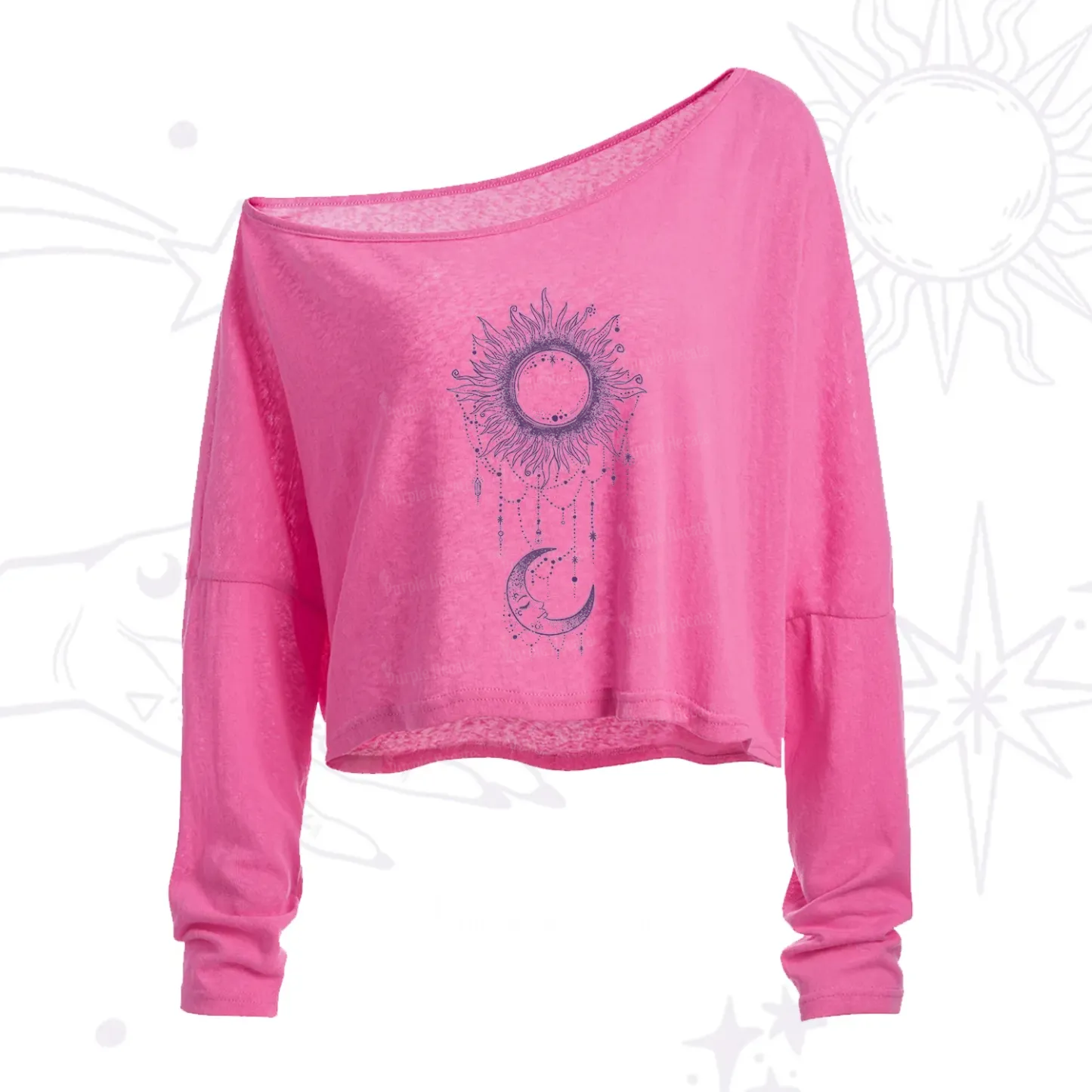 Purplehecate Radiance Of Sun And Moon One Shoulder Crop Shirt
