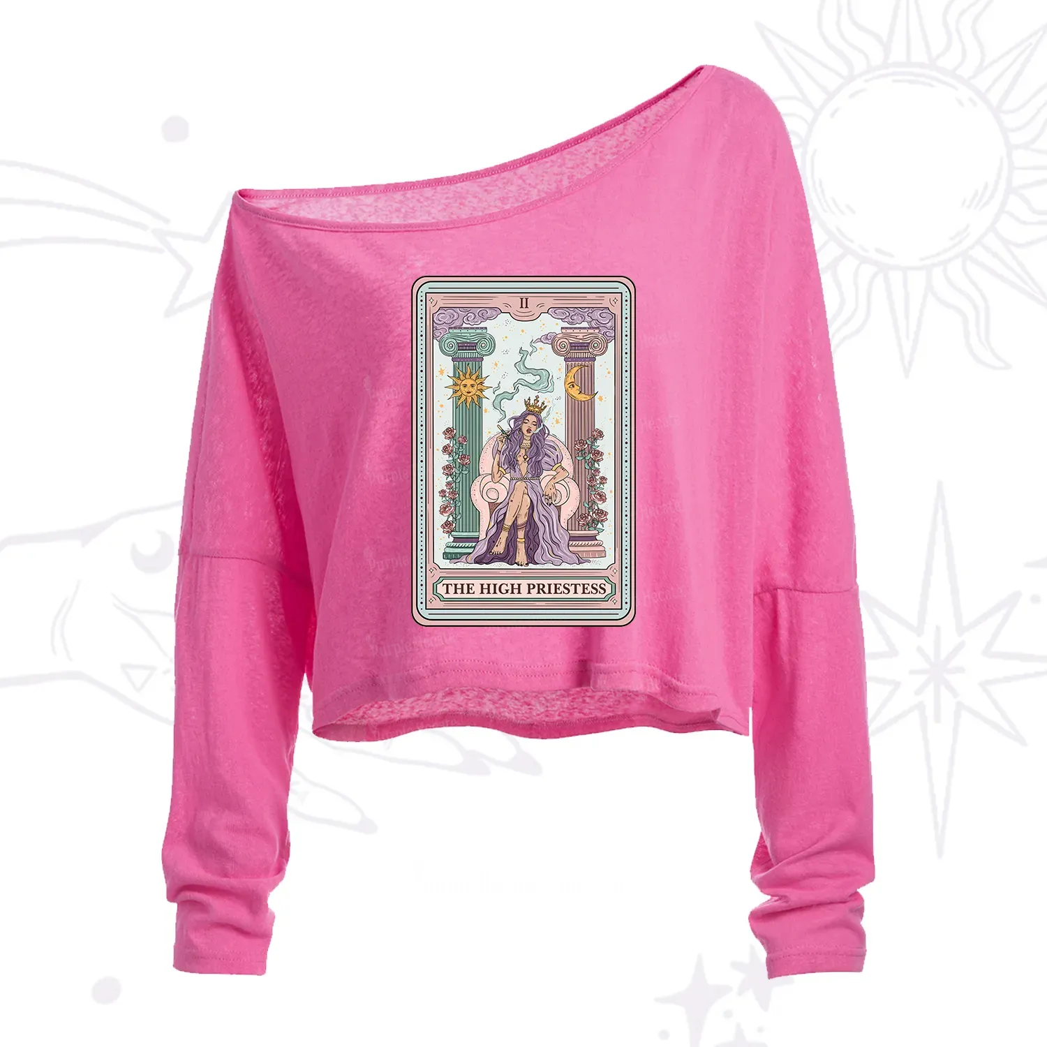 Purplehecate The High Priestess Tarot Card One Shoulder Crop Shirt