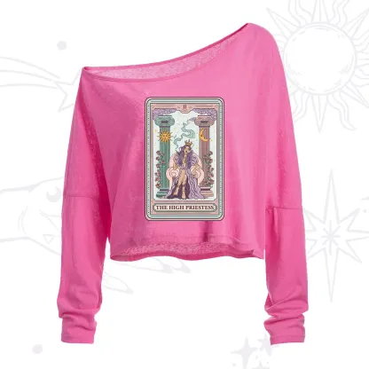 Purplehecate The High Priestess Tarot Card One Shoulder Crop Shirt
