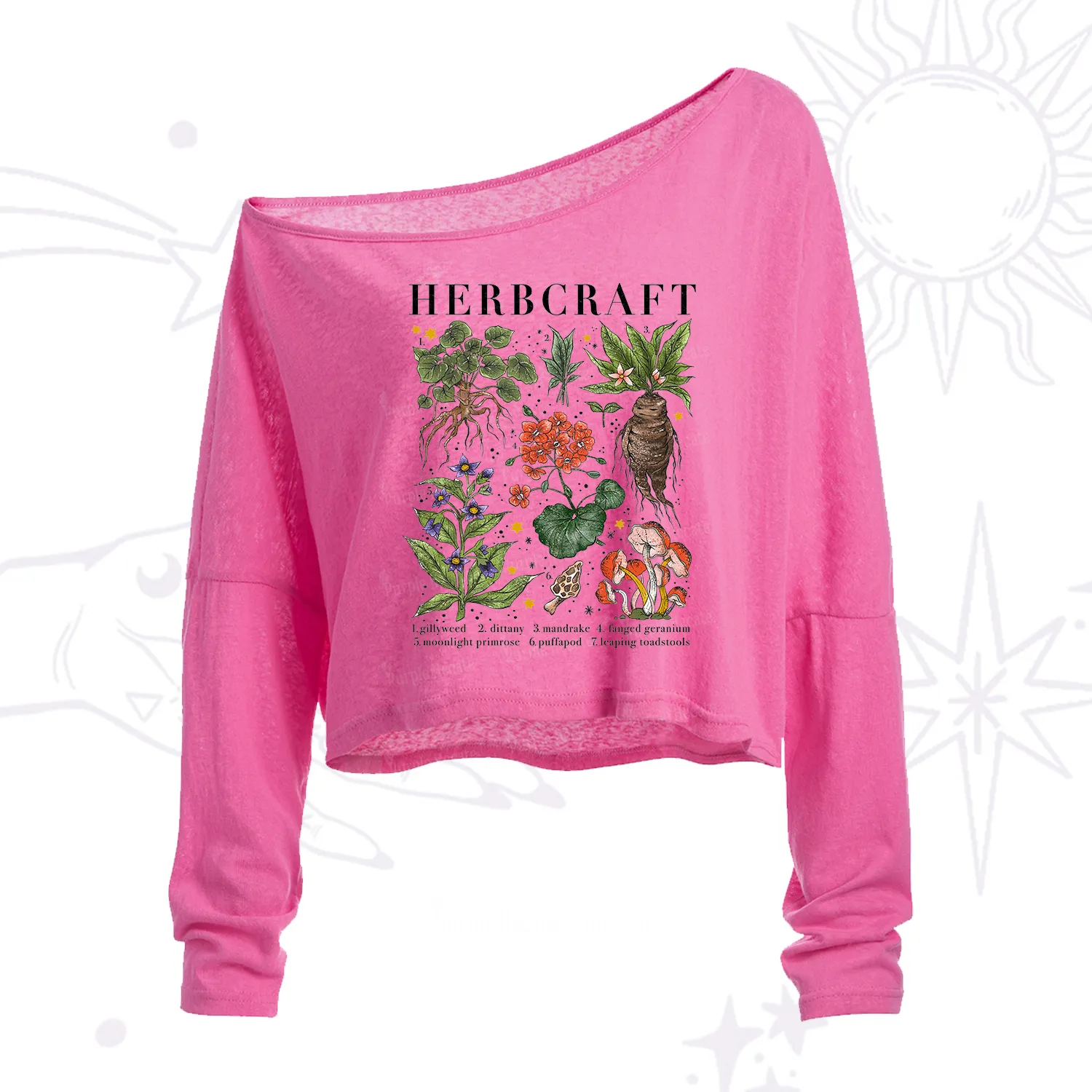 Purplehecate Magical Herbcraft One Shoulder Crop Shirt