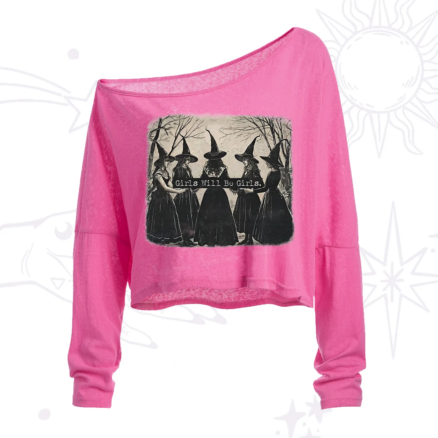 Purplehecate Girls Will Be Girls Witch One Shoulder Crop Shirt