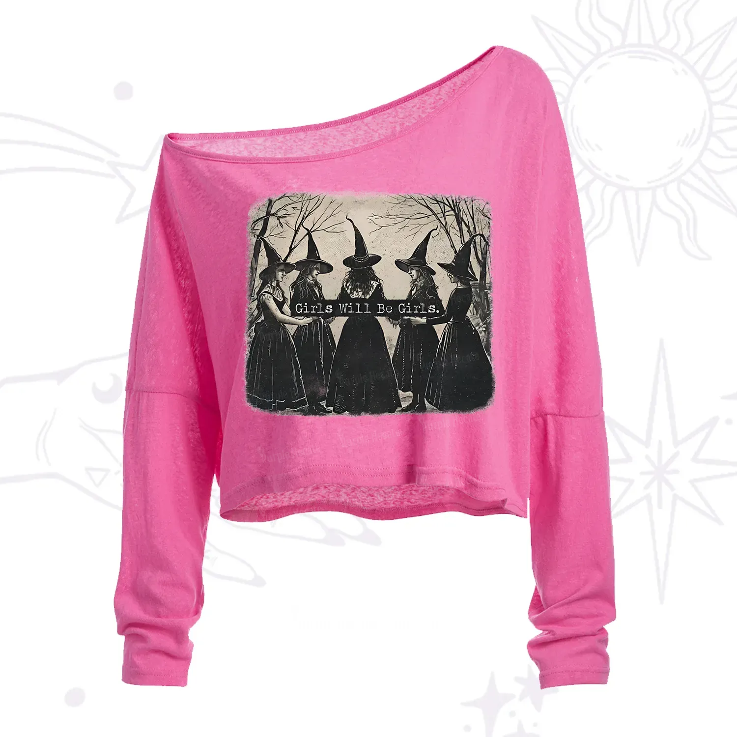 Purplehecate Girls Will Be Girls Witch One Shoulder Crop Shirt