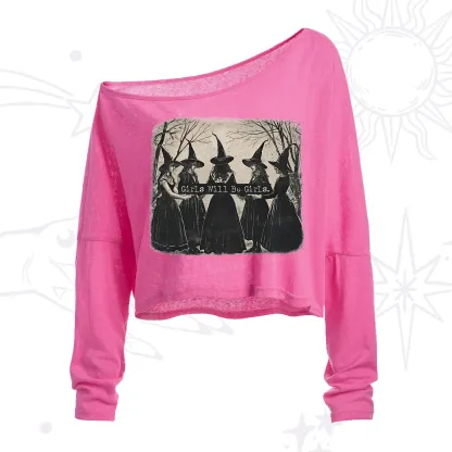 Purplehecate Girls Will Be Girls Witch One Shoulder Crop Shirt