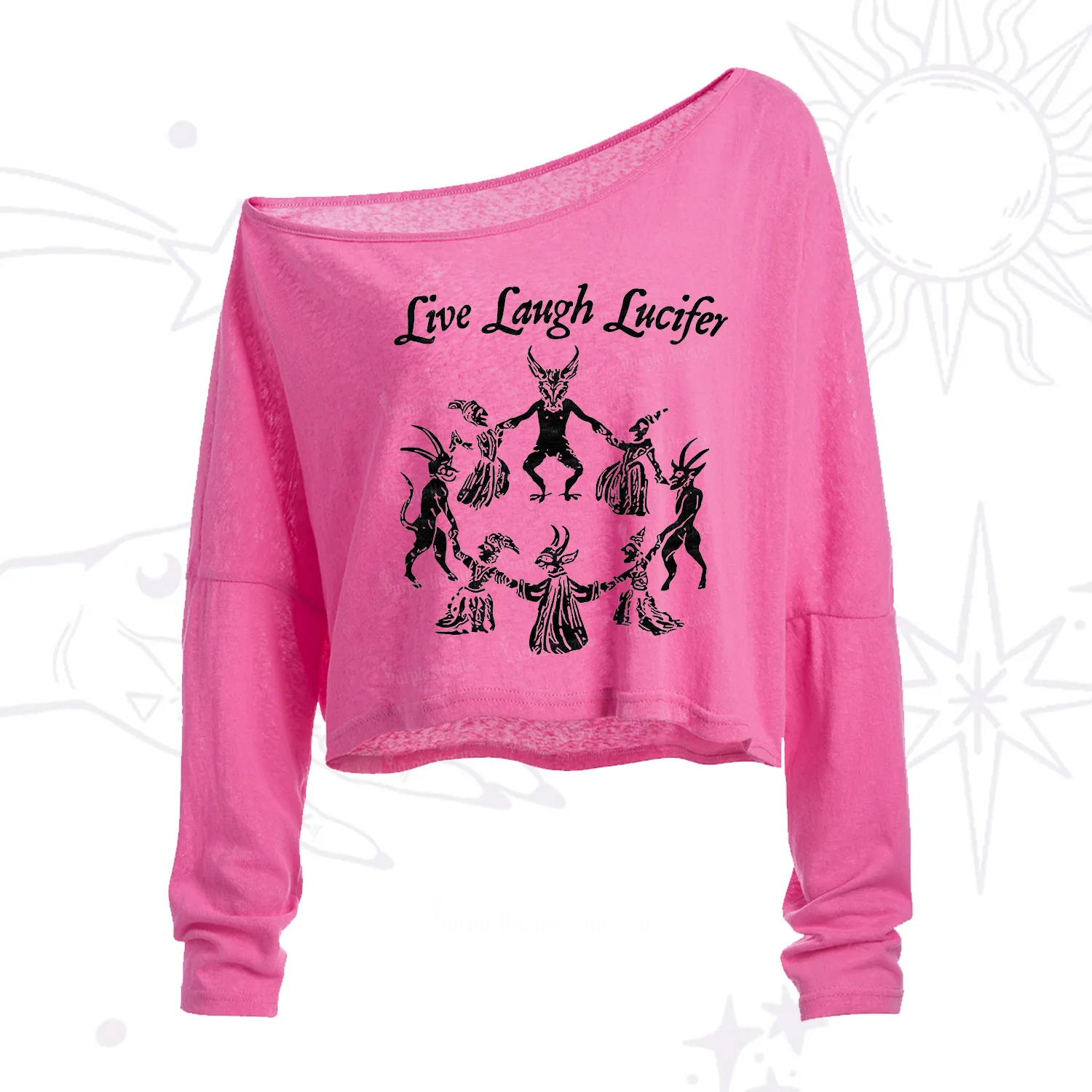 Purplehecate Live Laugh Lucifer One Shoulder Crop Shirt
