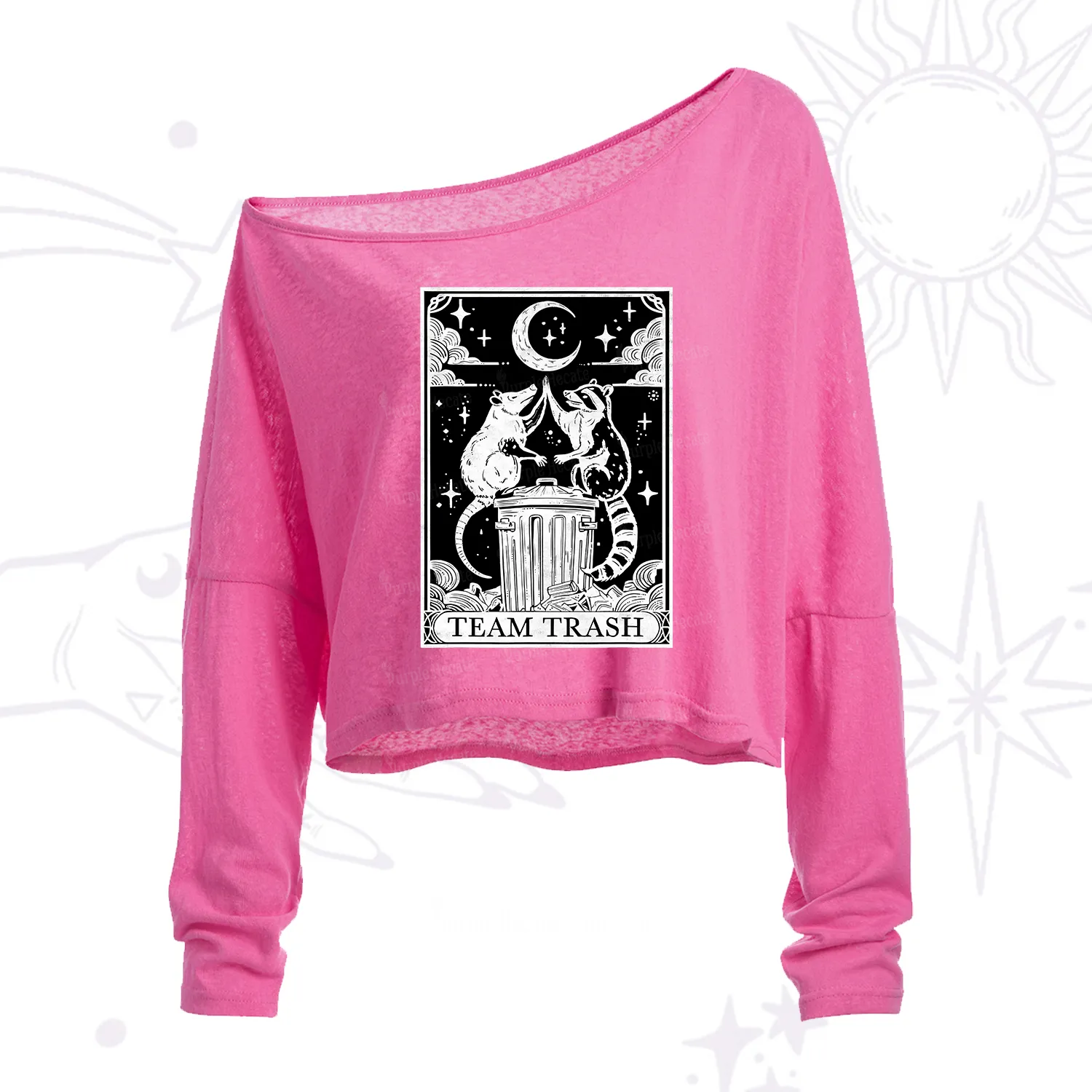 Purplehecate The Team Trash Tarot One Shoulder Crop Shirt