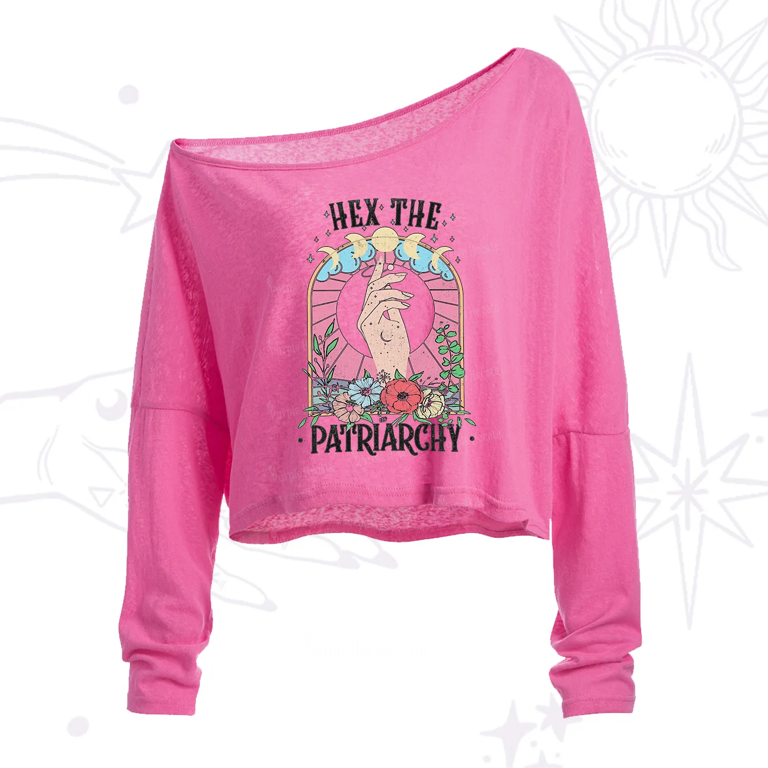 Purplehecate Hex The Patriarchy One Shoulder Crop Shirt