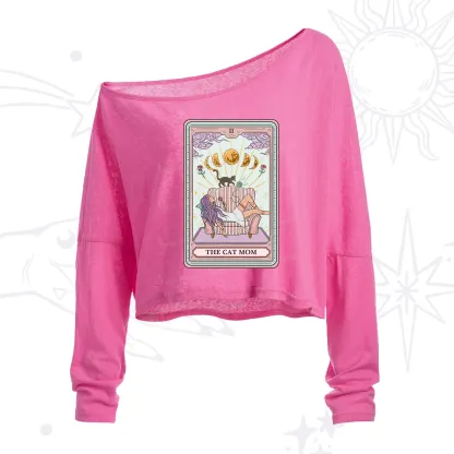 Purplehecate The Cat Mom Tarot One Shoulder Crop Shirt