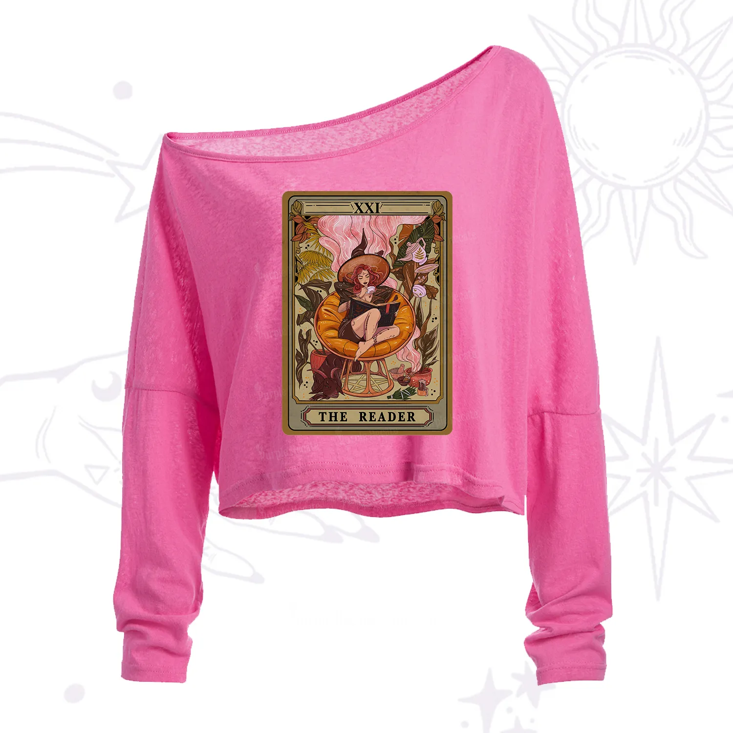 Purplehecate The Reader Tarot Card One Shoulder Crop Shirt