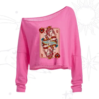 Purplehecate Queen of Hearts One Shoulder Crop Shirt