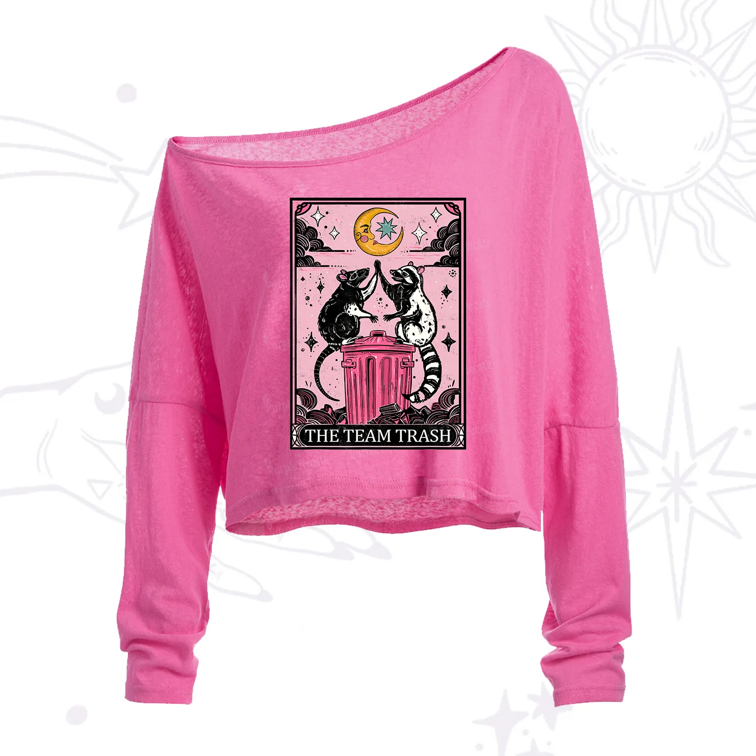 Purplehecate The Team Trash Opossum Tarot One Shoulder Crop Shirt