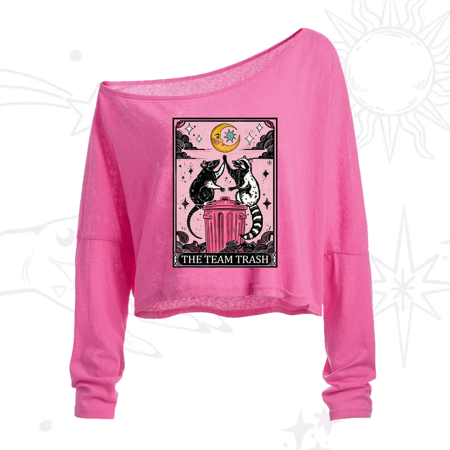Purplehecate The Team Trash Opossum Tarot One Shoulder Crop Shirt