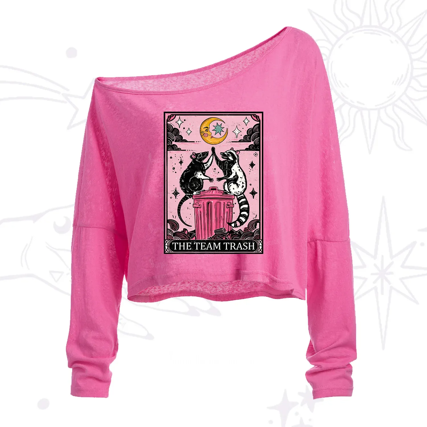 Purplehecate The Team Trash Opossum Tarot One Shoulder Crop Shirt