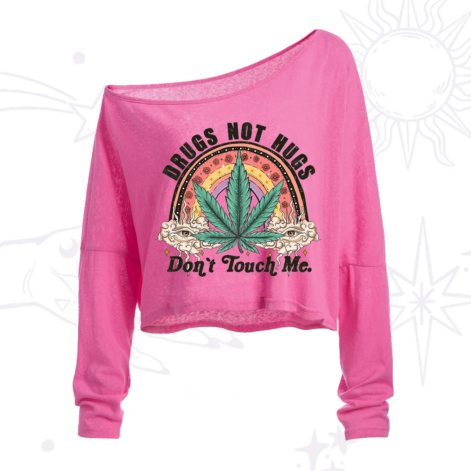 Purplehecate Drugs Not Hugs One Shoulder Crop Shirt