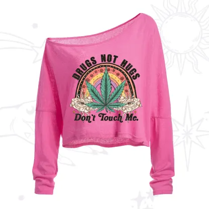 Purplehecate Drugs Not Hugs One Shoulder Crop Shirt