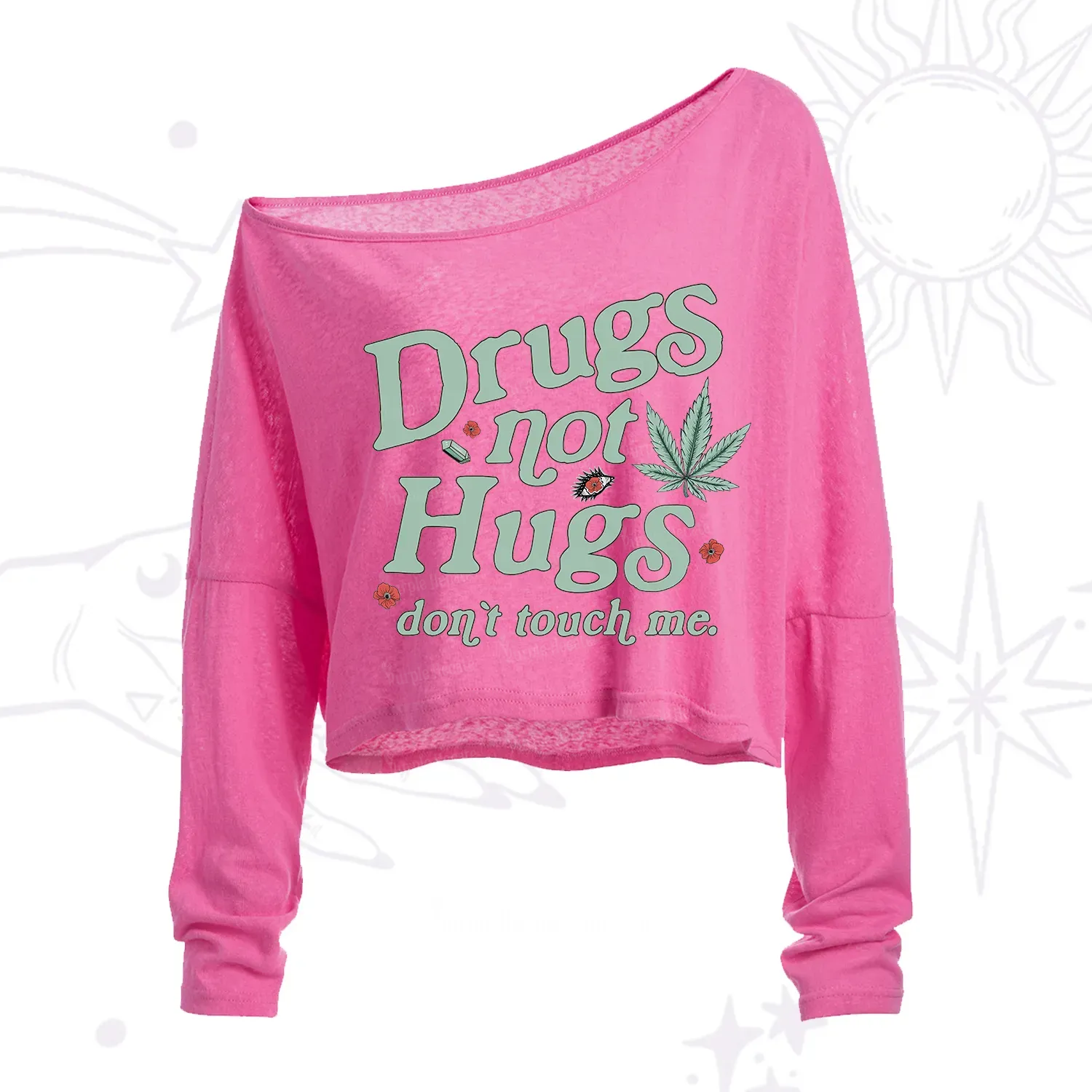 Purplehecate Sarcastic Weed One Shoulder Crop Shirt