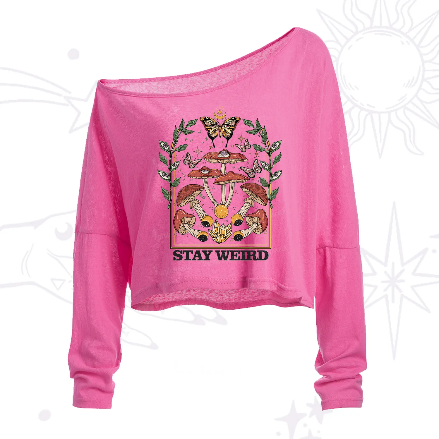 Purplehecate Stay Weird One Shoulder Crop Shirt