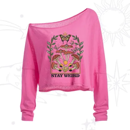 Purplehecate Stay Weird One Shoulder Crop Shirt