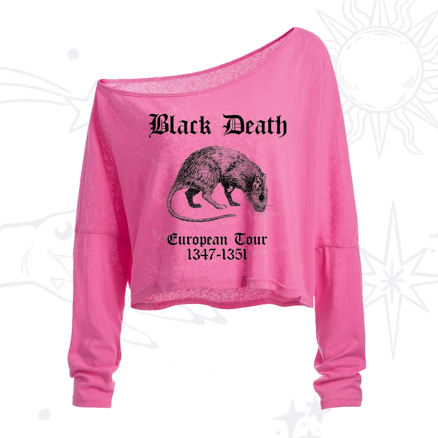 Purplehecate Black Death European Tour One Shoulder Crop Shirt