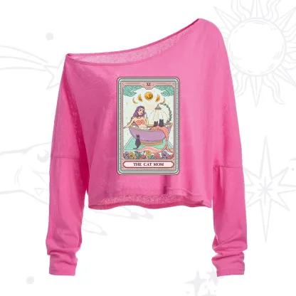 Purplehecate The Cat Mermaid Mom Tarot Card One Shoulder Crop Shirt